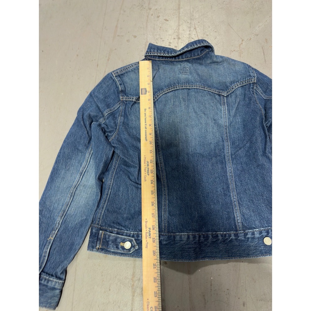 Classic Medium Wash Denim Trucker Jacket Button Front Blue Jean Coat - Picture 6 of 8